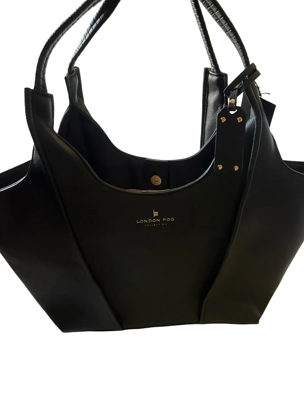 London Fog Black Tote with Gold Accents